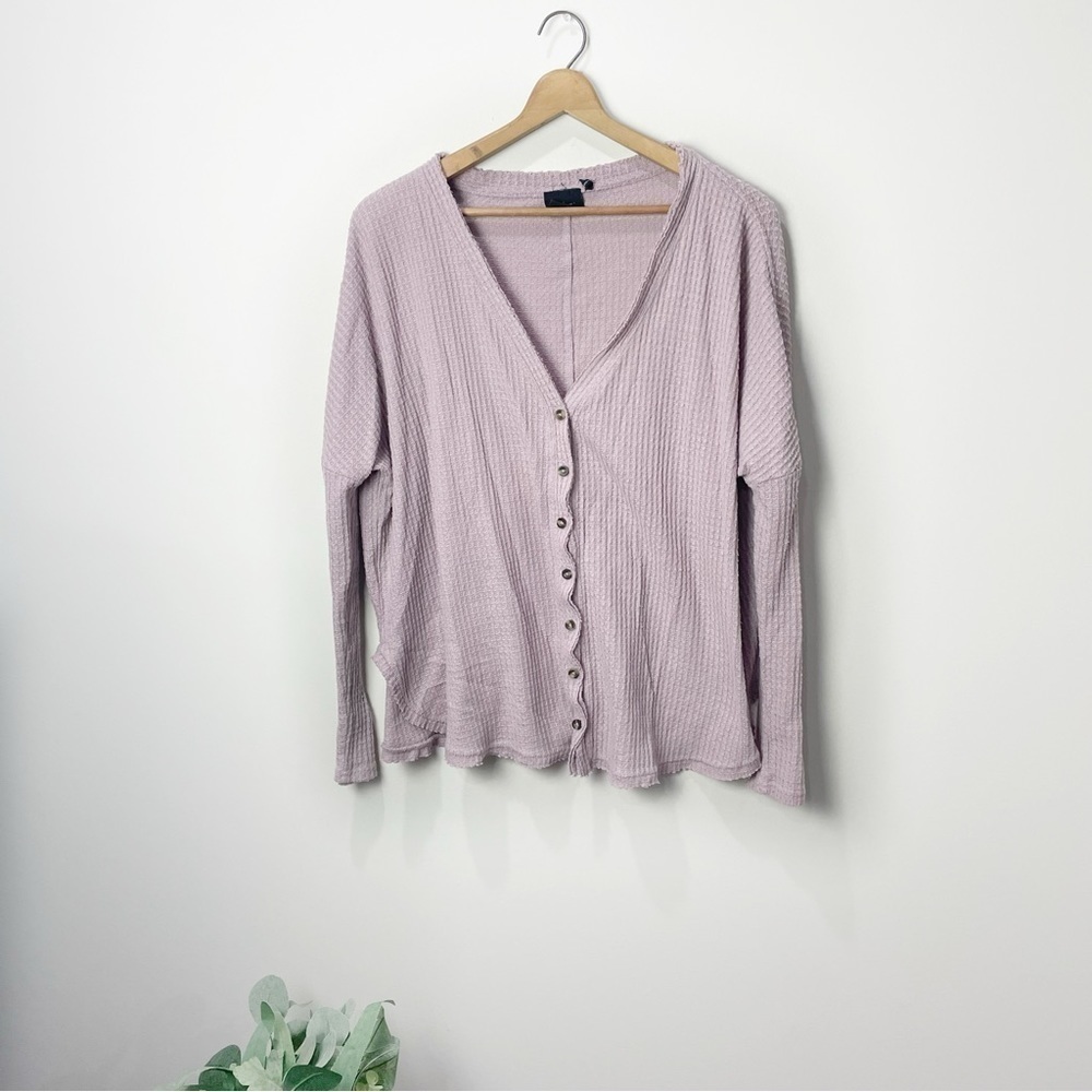 [Urban Outfitters] Out From Under Mauve Purple Waffle Knit Button Down Top